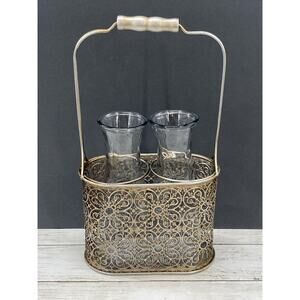 Vintage Half Liter Glass Decanter Carafes Wine/Milk Bottles Jugs In Carrier